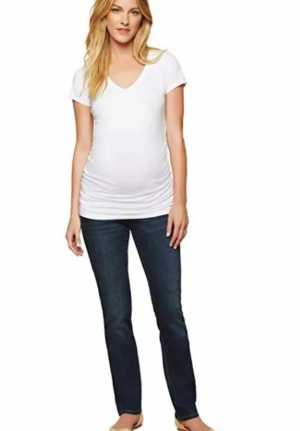 Nwt Motherhood Maternity DAMEN Indigoblau Jeans Stretch Größe L