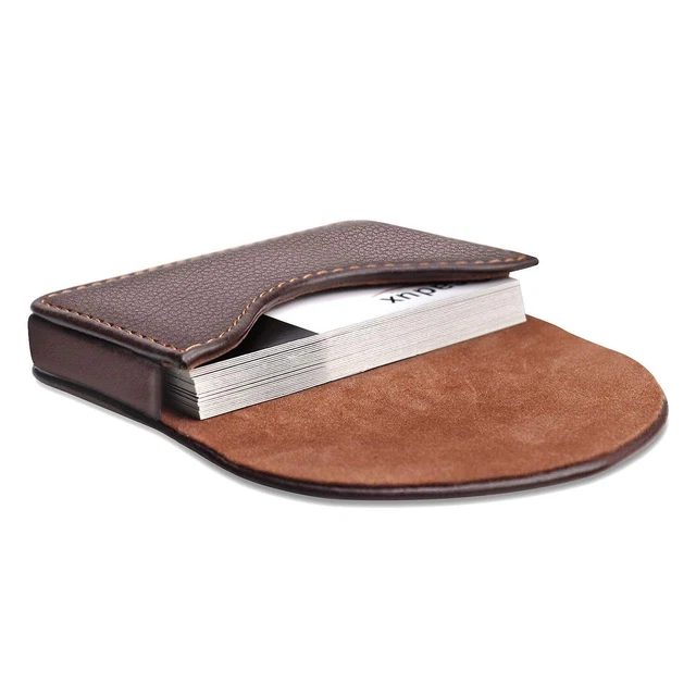 Leather Business Card Holder Case for Men or Women Pocket Business Car...