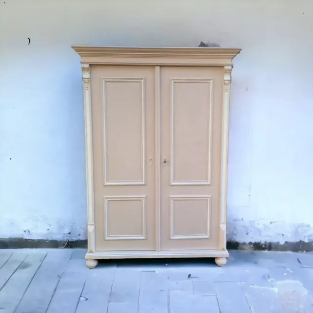 Antique Pine Linen Cupboard Armoire Distressed Farrow & Ball Setting Plaster