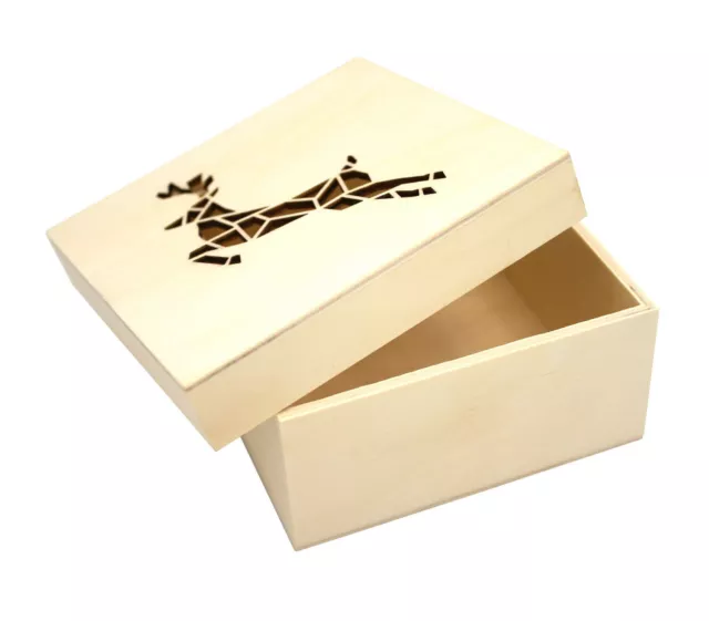 Caja de Madera Corte Láser Navidad Origami Reno 11,3 CM