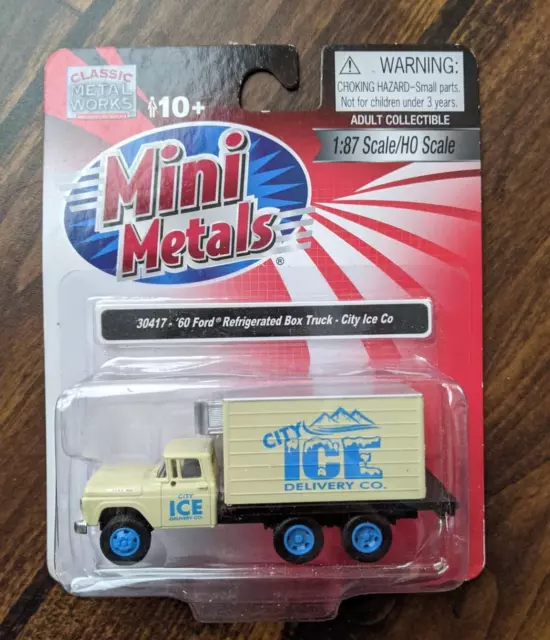 Mini Metals HO Scale 1:87 '60 Ford Refrigerated Box Truck City Ice 30417