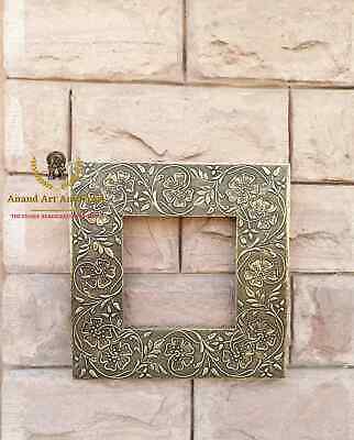 Wood mirror frame Square Embossed Brass Metal Fitted Hand Made Wall Decor Art