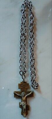 Christian Metal Priest Cross Crucifix With Chain