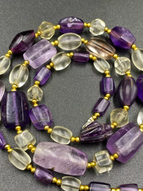 South East Asian Pyu Pagan Antiquity Gems Amethyst Crystal Old Beads Strand 3
