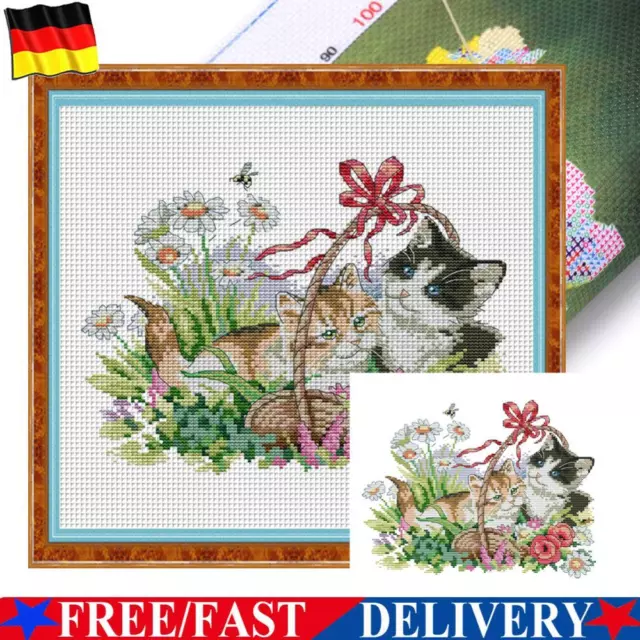 ARVALOLET Kreuzstich-Set Halloween-Hexe - Öko-Baumwolle 50x50 Cm Mit Bedruckter Leinwand