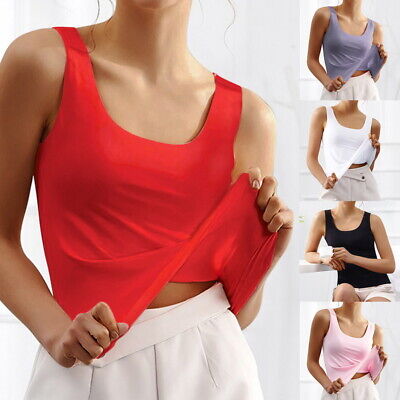 Women's Plain Sleeveless Ladies Stretch Wide Strappy Cami Camisole Vest Tank Top