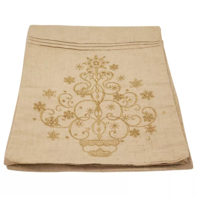 "Corredor de mesa de árbol de Navidad bordado en oro 70"" X 13"