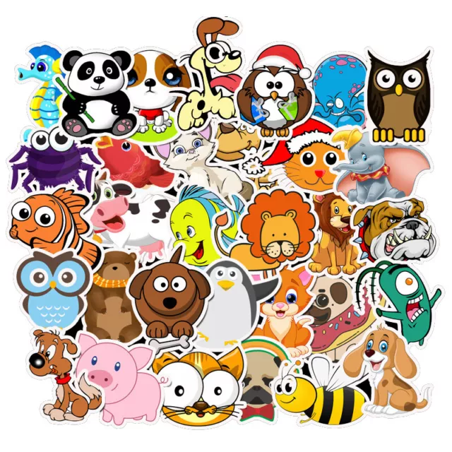 ⭐ 50 Pièce Enfants Étiquette / Cartoon Animaux Style Étiquette Autocollant