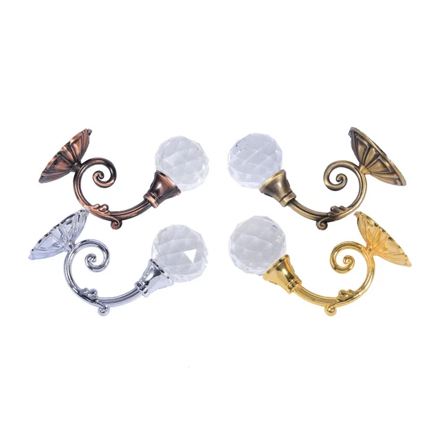 2x Metal Crystal Glass Curtain Holdback Wall Window Drapery Tie Back Hooks AA
