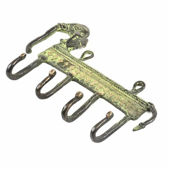 Vintage Hat Organizer Hooks  Antique Coat Rack Brass Wall Hook Tribal Elephant