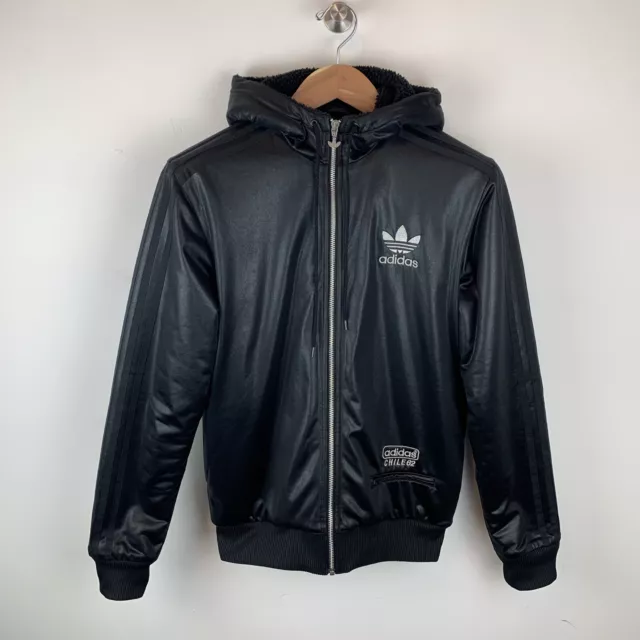 MENS BLACK ADIDAS Chile 62 Fur Lined Wet Look Bomber Jacket Size Small Rare 59.99 PicClick UK