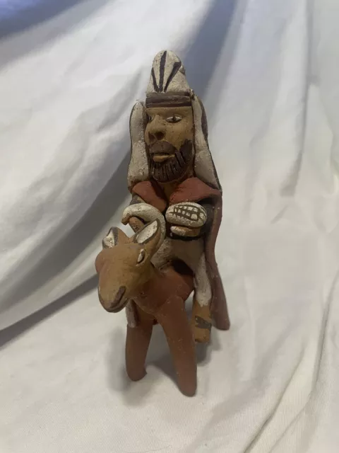 Escultura de natividad vintage hecha a mano latinoamericana