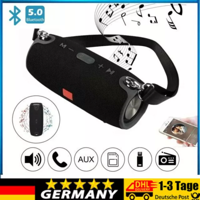 Bluetooth Lautsprecher Music BoomBox drahtlos tragbar USB Radio Party Urlaub