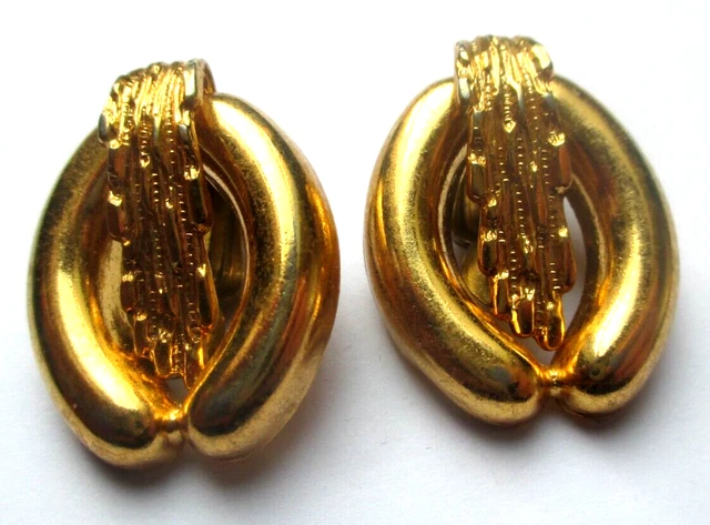 Boucles D'oreilles Clips Couronne Vintage Couleur Or/argent - Bijou Ancien Occasion