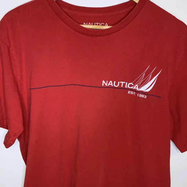 Nautica Tshirt mens Size large unisex Red Crew Neck tee Short Sleeve