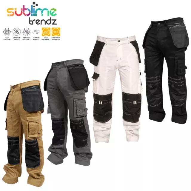 Mens Combat Cargo Utility Work Trousers Heavy Duty Working Pants Knee Pad Pocket