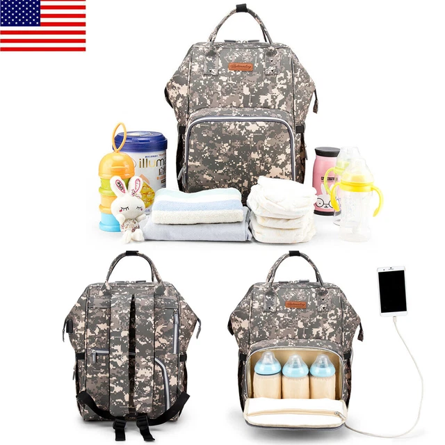 Large Baby Diaper Bag Mummy Maternity Nappy Backpack Waterproof Travel USB Port