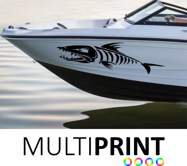 2 X Custom Boat Bone Fish Decals Stickers Graphics Vinyl Name FREE P&P BOAT1