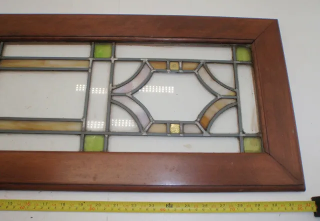 Stained Glass Wood Frame Window Hanging - Possibly Transom 4