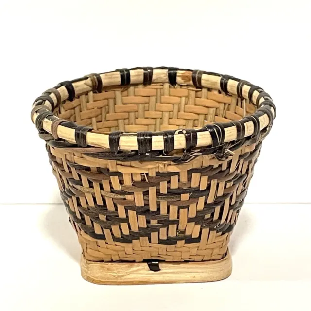 Cherokee River Cane Woven Basket Vintage Native American Handmade Double Weave