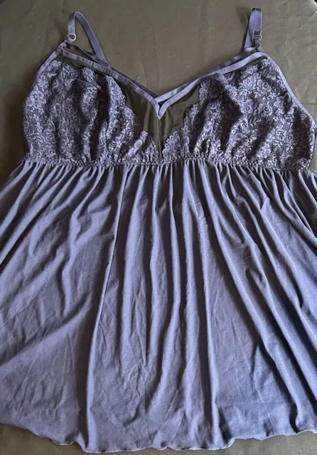 Torrid Plus Size 4 Sheer Lace Blue Babydoll Nightie Lingerie Night Gown 26 4X