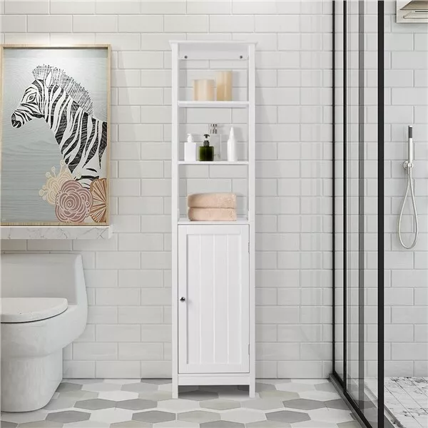 Mueble Columna de Baño Blanco Armario para Baño Gabinete Mueble Auxiliar Baño