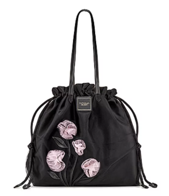 Sac fourre-tout de tous les jours Victorias Secret Tease Gardenia floral chic noir neuf avec étiquettes 2