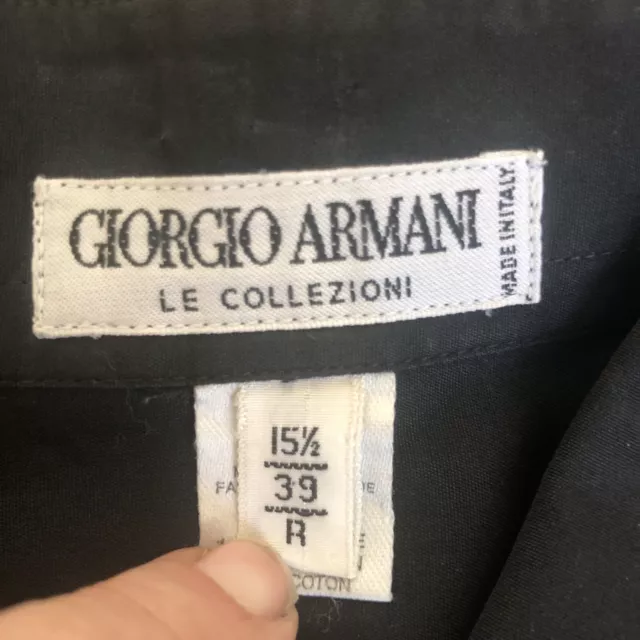 Giorgio Armani shirt Black Sz 15.5 -39 R 100% Cotton Made In Italy Pocket Button