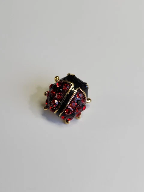 Lady Bug Lapel Pin Sparkling Faux Jewels