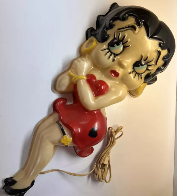 Vintage Betty Boop Wall Hanging Light Lamp Blow Mold Sculpture Plastic 24” × 10"