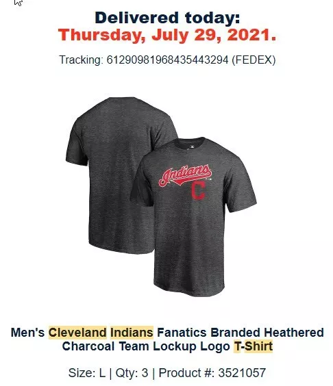 CLEVELAND INDIANS T-SHIRT Men's Fanatics Branded Heathered Charcoal ...