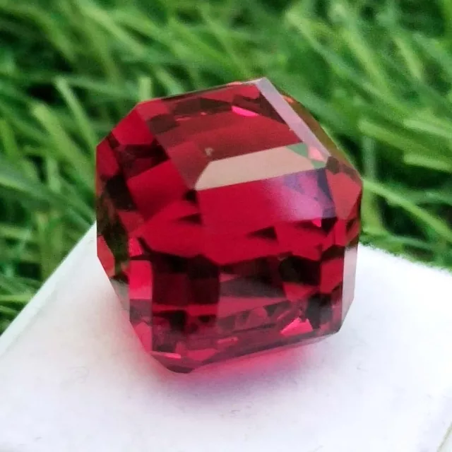 25.15 Cts Beautiful Red Topaz Cube Cut Lab-Created Brazilian Loose Gemstone