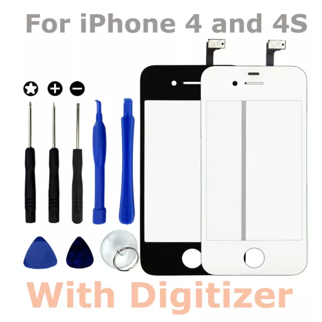 Front LCD Glass Pane & Touch Screen Digitiser & Tools for Apple iPhone 4S 4G 4