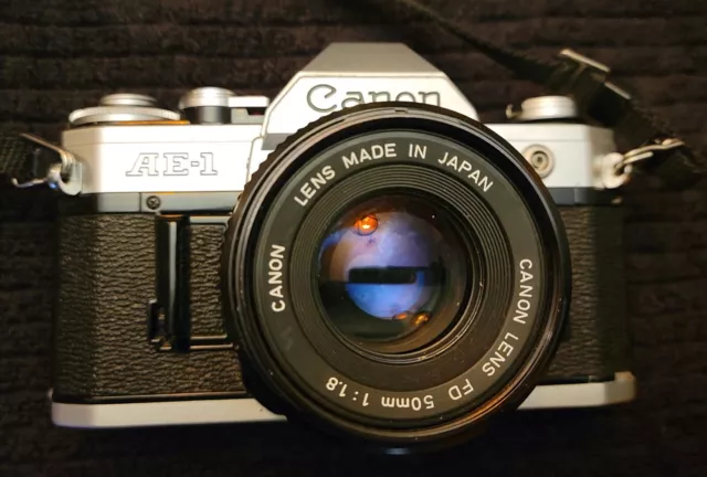 Canon AE-1 35mm SLR Film Camera with Canon FD 50mm  F: 1.8 Prime Lens