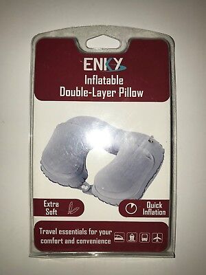 (1) NIB Enky Inflatable Double-Layer Travel Pillow Extra Soft Quick Inflation