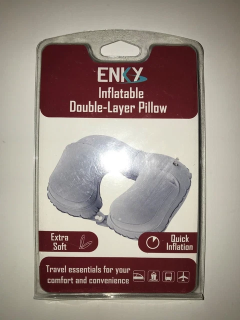 (1) NIB Enky Inflatable Double-Layer Travel Pillow Extra Soft Quick Inflation
