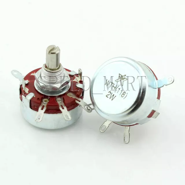 5 pièces pot potentiomètre rotatif arbre rond conique linéaire WTH118-1A 2W 10K ohms 6 mm 2