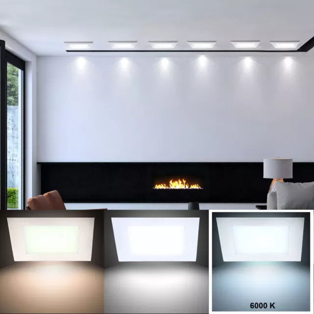 6er Set LED De Pared Empotrable Reflector Cuadrados Salón Cubrir Panel Luces