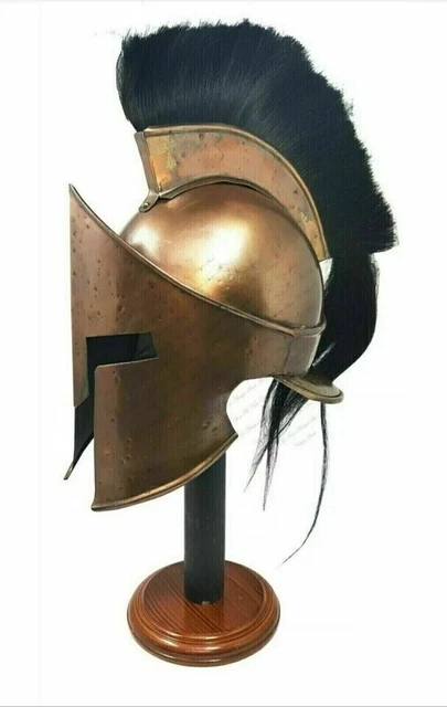 Casque Spartan Du Roi Leonidas - Réplique '300', Acier, Couleur Laiton, Dimensions 22.9 X 20.3 Cm