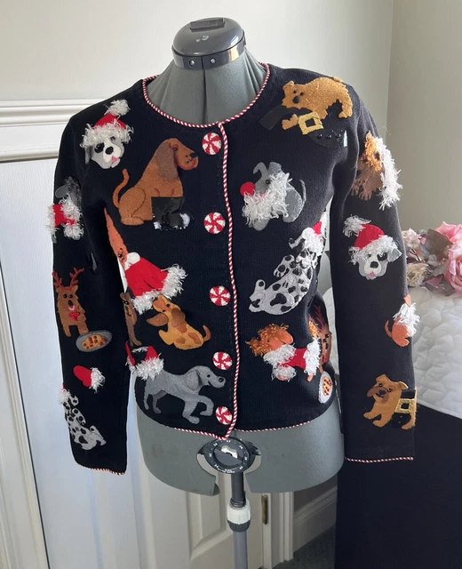 Michael Simon S Dog Christmas Sweater Cardigan Top