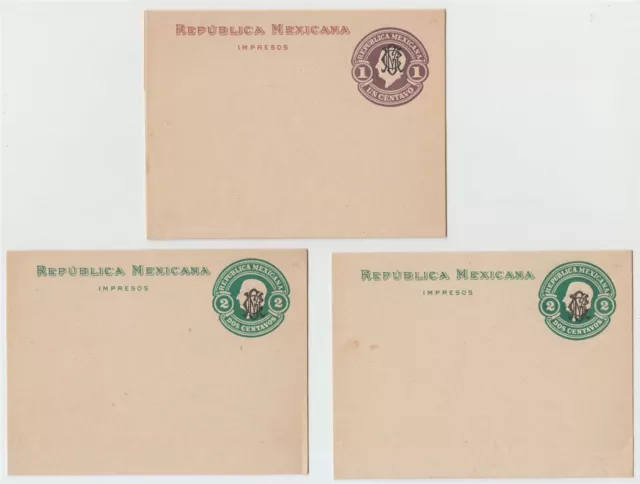 Mexico 1914 Ps Revolution Gcm Ovpt Mepsi Wr41-3 & Wr42-3 Set Three Entires Unsd