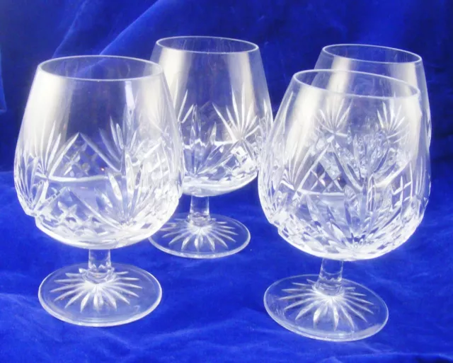 Set of 4 Cut Glass Brandy Glasses Large Clear Lead Crystal Balloons Snifters