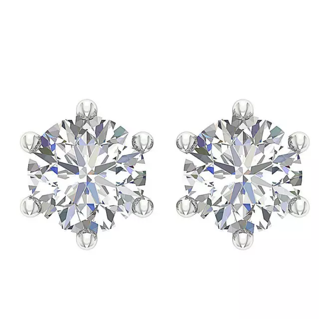 Solitaire Studs Earrings SI1 G 0.75 Ct Natural Diamond 14K White Gold Prong Set