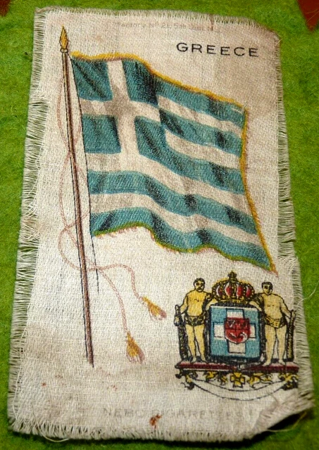 7/22 Nebo cigarettes silk flag Greece  Publicité soie ancien drapeau Grèce