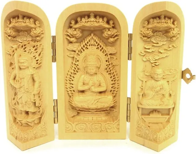 Kurita Wooden Sculpture Statue Brand [Sanbutsu Buddha] (Club shape) Shingon