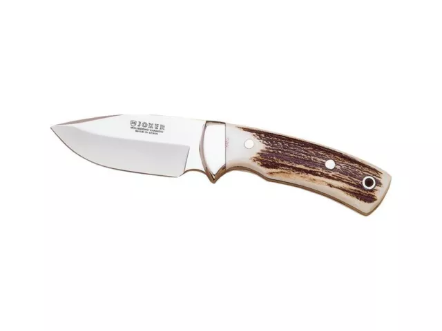 Cuchillo desollador con cachas en asta de ciervo y hoja MOVA inox de 8,5 cm, Jok