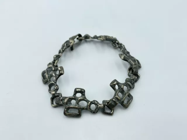 Vintage Burkhard & Monika Oly Brutalist 835 Silver Link Bracelet