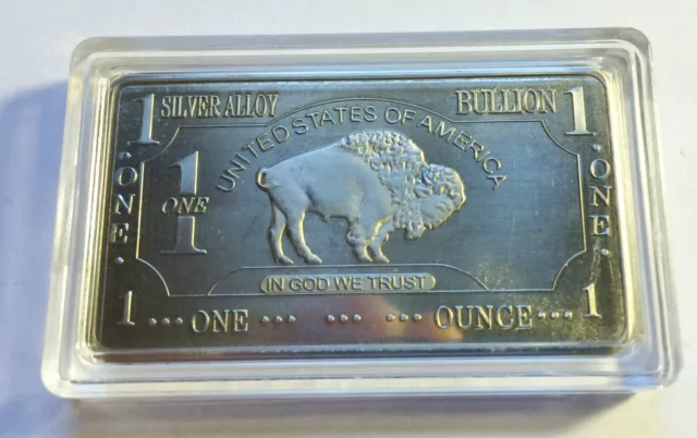 One Ounce .999 Silver Alloy Ingot "Buffalo" In Acrylic Capsule