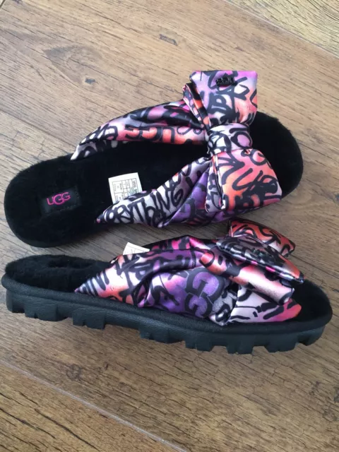 UGG AUSTRALIA LUSHETTE LEOPARD PUFFER Purple Sheepskin Slippers