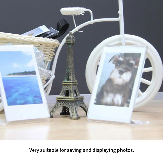 L Shape Clear Acrylic Photo Frame Holder Free Standing Portrait For Instax US